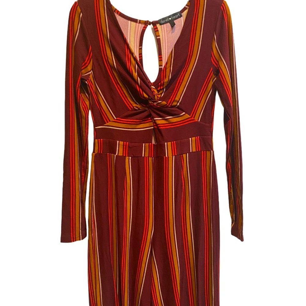 Derek Heart Striped Jumpsuit